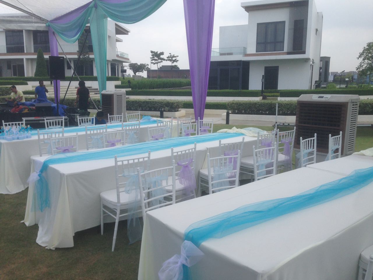 Outdoor event seating and portable cooling equipment